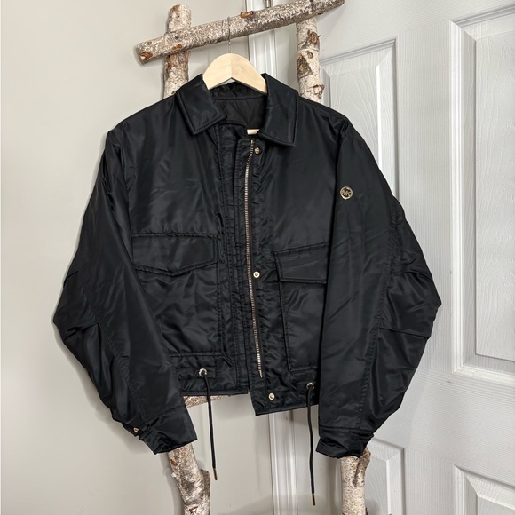 Michael Kors Black Reversible Bomber Jacket